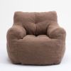 010-Soft Teddy Fabric Tufted Foam Bean Bag Chair With Teddy Fabric Coffee