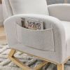 27.6"W Modern Accent High Backrest Living Room Lounge Arm Rocking Chair, Two Side Pocket ,Teddy White (Ivory)