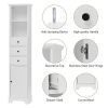 White Tall Bathroom Cabinet, Freestanding Storage Cabinet with 3 Drawers