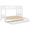 Twin over Pull-out Bunk Bed with Trundle, White