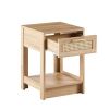 15.75" Rattan End table with drawer, Modern nightstand, side table for living room, bedroom, natural