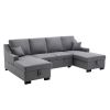 Upholstery Sleeper Sectional Sofa with Double Storage Spaces,