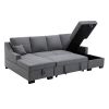 Upholstery Sleeper Sectional Sofa with Double Storage Spaces,