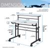 Techni Mobili Rolling Writing Desk with Height Adjustable Desktop and Moveable Shelf, White