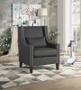 Traditional Accent Chair with Pillow Nail head Trim Dark Gray Polyester Upholstered Solid Wood Furniture Modern Living Room Chair