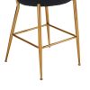 Set of 2 modern teddy fabric upholstered bar stools - Metal base high stool - Suitable for kitchen, dining and living room - Black - Stylish and comfo