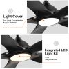 YUHAO 60 in. Integrated LED Indoor&Outdoor Matte Black Ceiling Fan with Light Kit and Remote