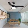 YUHAO Modern 42in.Integrated LED Ceiling Fan Lighting with 3 Matte Black Blades