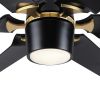 60 In. Modern Indoor Large Black Gold Ceiling Fan With LED Light and Remote Control