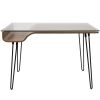 Avery Mid-Century Modern Desk in Walnut Wood, Clear Glass, and Black Metal by LumiSource