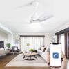 54 Inch White ABS Ceiling Fan With 6 Speed Smart Remote Control Dimmable Reversible DC Motor For Living Room, Past ETL Ceiling Fan