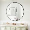 Wall Mirror 42 Inch Black Circular Mirror Metal Framed Mirror Round Vanity Mirror Dressing Mirror, for Bathroom, Living Room, Bedroom Wall Decor