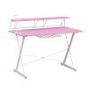 Techni Sport TS-200 Carbon Computer Gaming Desk with Shelving, Pink