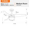 YUHAO Modern 42in.Integrated LED Ceiling Fan Lighting with 3 Matte Black Blades