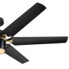 60 In. Modern Indoor Large Black Gold Ceiling Fan With LED Light and Remote Control