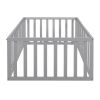 Twin Size Wood Daybed Frame with Fence, Gray