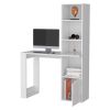 Peterson Computer Desk with 4-Tier Bookcase and 1-Door Cabinet White