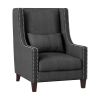 Traditional Accent Chair with Pillow Nail head Trim Dark Gray Polyester Upholstered Solid Wood Furniture Modern Living Room Chair