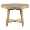 Farmhouse Round Extendable Dining Table with 16" Leaf Wood Kitchen Table (Natural Wood Wash)