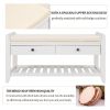 Shoe Rack with Cushioned Seat and Drawers, Multipurpose Entryway Storage Bench (White)