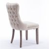 Upholstered Wing-Back Dining Chair with Backstitching Nail head Trim and Solid Wood Legs,Set of 2, Beige,SW8809BG,KD