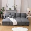 Upholstery Sleeper Sectional Sofa with Double Storage Spaces,