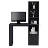 DEPOT E-SHOP Ripley Writing Desk With Bookcase and Cabinet, Black