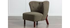 Accent Chair, Upholstered Armless Chair Lambskin Sherpa Single Sofa Chair with Wooden Legs, Modern Reading Chair for Living Room Bedroom Small Spaces