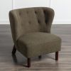 Accent Chair, Upholstered Armless Chair Lambskin Sherpa Single Sofa Chair with Wooden Legs, Modern Reading Chair for Living Room Bedroom Small Spaces