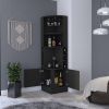 Bar Cabinet Paprika, 8 Wine Cubbies, Double Door, Black Wengue Finish