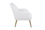 Modern Soft White Teddy fabric Ivory Ergonomics Accent Chair Living Room Chair Bedroom Chair Home Chair With Gold Legs And Adjustable Legs For Indoor