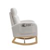 27.6"W Modern Accent High Backrest Living Room Lounge Arm Rocking Chair, Two Side Pocket ,Teddy White (Ivory)