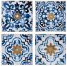 S/4 Abstract Blue, White, and Gold Wall Decor Accents, 9.5x9.5"