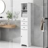 White Tall Bathroom Cabinet, Freestanding Storage Cabinet with 3 Drawers