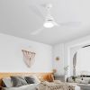 54 Inch White ABS Ceiling Fan With 6 Speed Smart Remote Control Dimmable Reversible DC Motor For Living Room, Past ETL Ceiling Fan