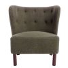 Accent Chair, Upholstered Armless Chair Lambskin Sherpa Single Sofa Chair with Wooden Legs, Modern Reading Chair for Living Room Bedroom Small Spaces