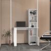 Peterson Computer Desk with 4-Tier Bookcase and 1-Door Cabinet White