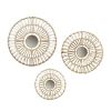 Round Natural Fiber and Mirror 3-piece Wall Decor Set