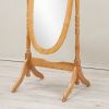 Traditional Queen Anna Style Wood Floor Cheval Mirror, Oak Finish