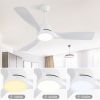 54 Inch White ABS Ceiling Fan With 6 Speed Smart Remote Control Dimmable Reversible DC Motor For Living Room, Past ETL Ceiling Fan