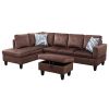 Brown Microfiber 3-Piece Living Room Sofa Set A