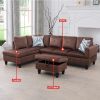 Brown Microfiber 3-Piece Living Room Sofa Set A