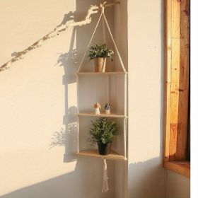 Boho Triangle Shelves Wall Decor - Plant Hanger, Candle Holder, and Home Decor for Living Room and Bedroom (Style: A)