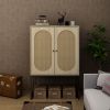 2 Door high cabinet, rattan