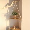 Boho Triangle Shelves Wall Decor - Plant Hanger, Candle Holder, and Home Decor for Living Room and Bedroom