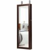 Lockable Wall Mount Mirrored Jewelry Cabinet with LED Lights