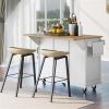 Kitchen Cart with Rubber wood Drop-Leaf Countertop ,Cabinet door internal storage racks,Kitchen Island on 5 Wheels with Storage Cabinet and 3 Drawers