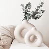 Modern White Ceramic Vase White Vases For Decor; Home Decor Vase; Boho Vases For Decor; Circle Vase; Round Vase; Donut Vase; Decorative Vase