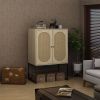 2 Door high cabinet, rattan