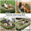 Extra Large Dog Bed, Human Dog Bed for Adult Instead of Foldable Air Mattress, 72"x48"x10" Washable Floor Beds Large Sized Dog Gifts with Handle, Blan